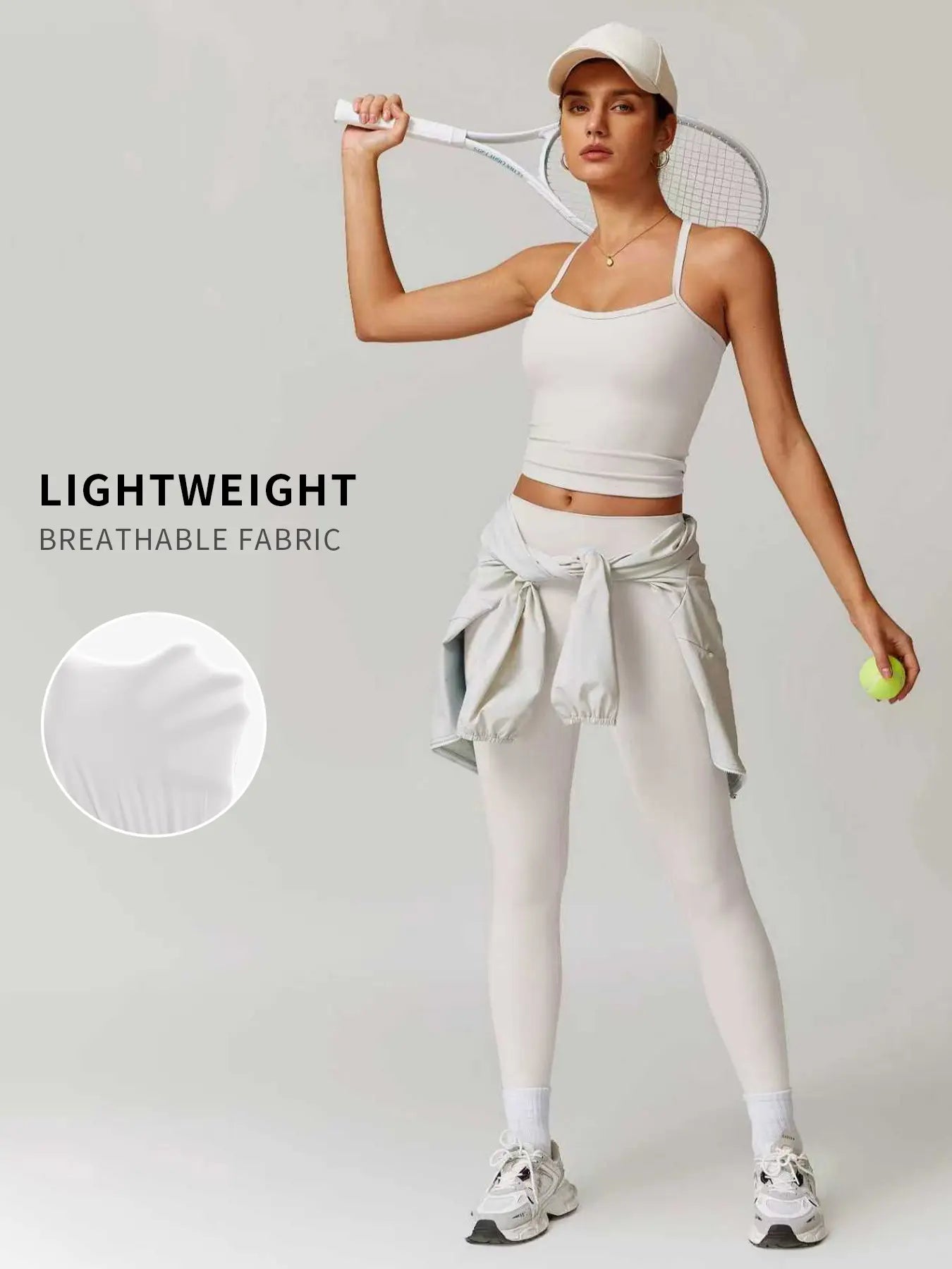 Women's Solid Cut Out Backless Cami Top & High Waist Leggings Tracksuit Set, Sporty Comfy Breathable…