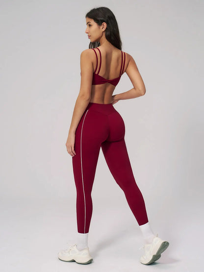 Women's Bare-Look Yoga Set, Contrast Stitching - image 4