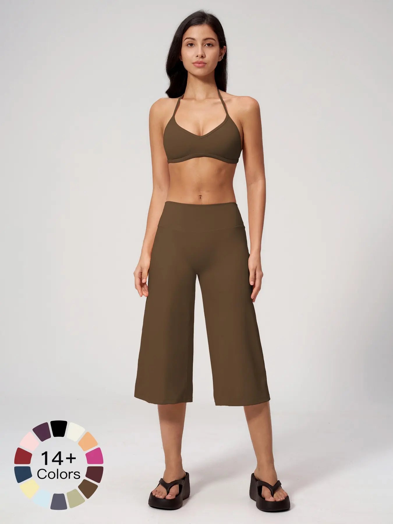 Women's Yoga Set, High-End Shock Absorption Sport Bra & Quick-Dry High-Waist Capri Pants
