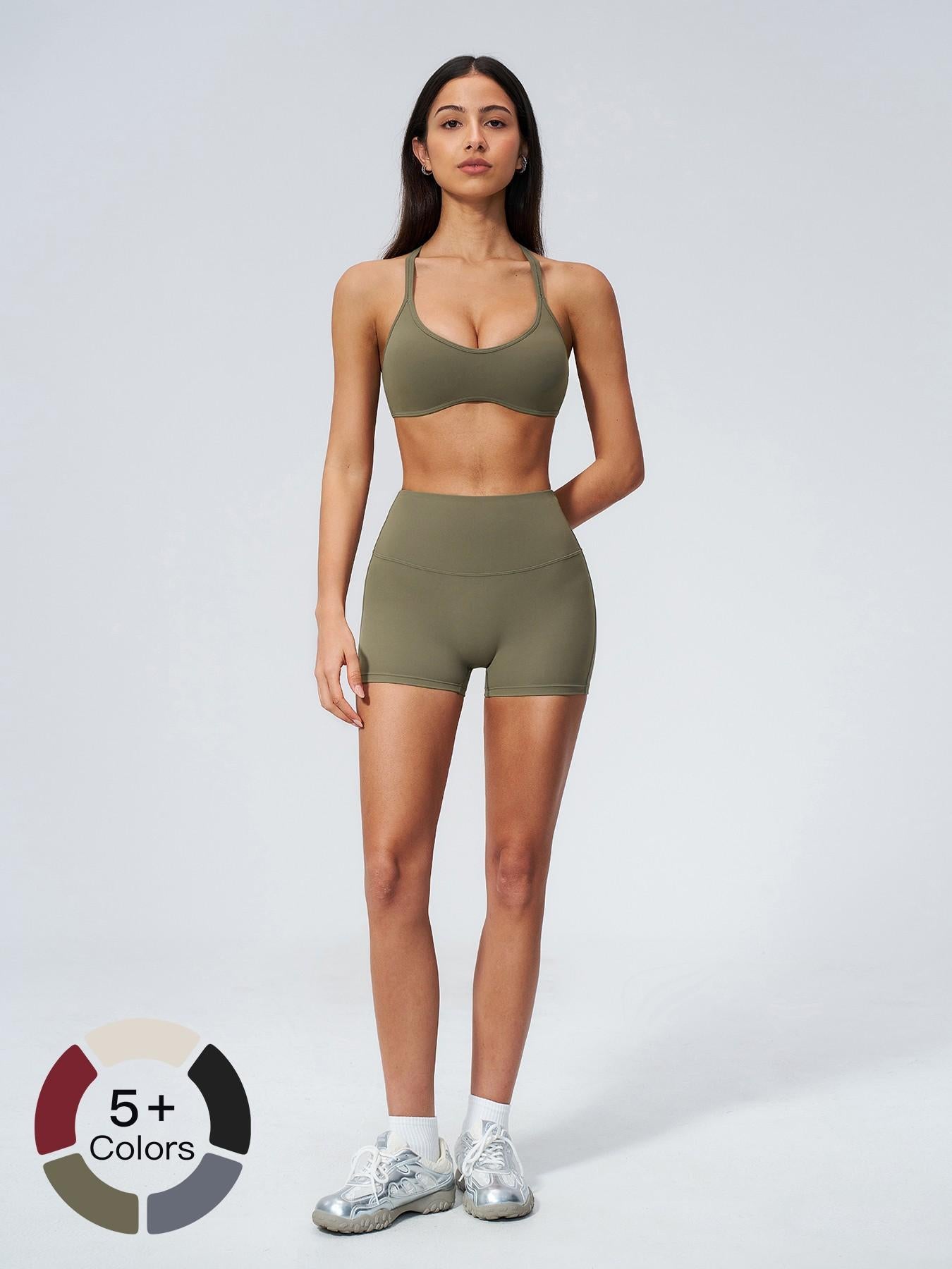 Women's High Waist Workout Set, Gym Shorts Top - image 21
