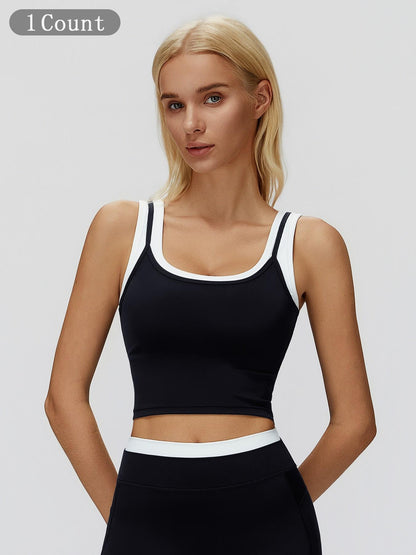 Cross-Border Two-Piece Separated Vest Colorblock Nude Feel Fashion Casual Top Running Sporty Bra,… - image 11