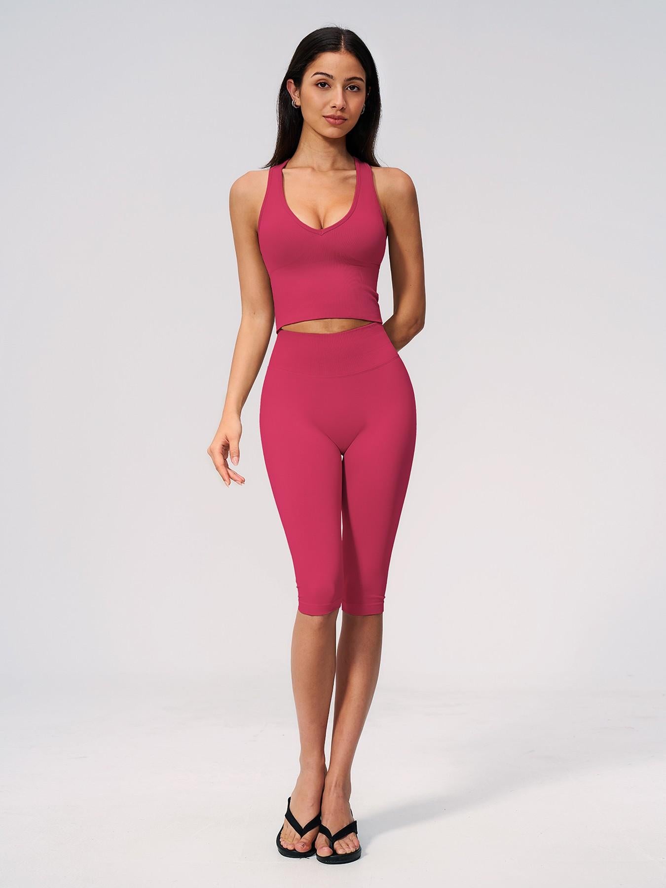 Women's Yoga Set, High-End V Neck Fitness Wear - image 16