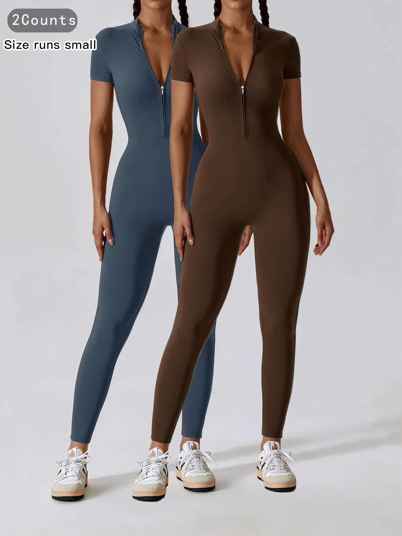 Women's Quick Dry Zipper Jumpsuit for Yoga and Gym Workout