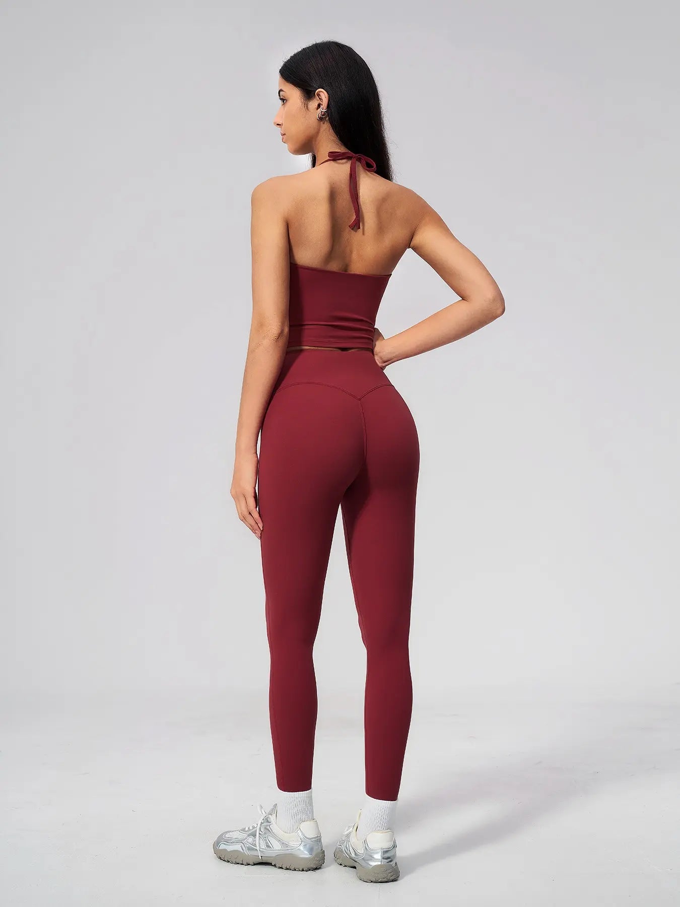 V-Neck Halter Sports Set, High Waist Butt Lifting - image 7