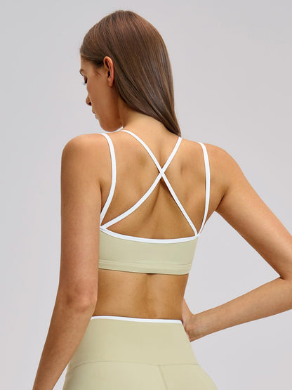 Colorblock Skin-Touch Sports Bra, Quick-Dry Tight-Fitting Cross-Back Sport Tank Top - image 11