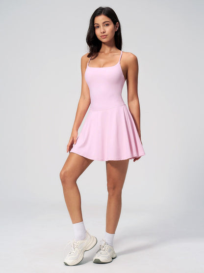 Women's Square Neck Hollow Out Back Yoga Dress, Yoga Athletic Dress - image 14
