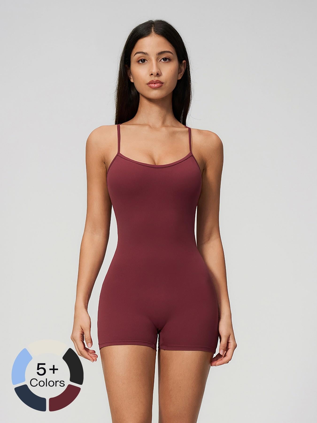 Cross Back Yoga, Tight Fit High Waist One-Piece Gym Shorts - image 13