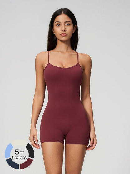 Cross Back Yoga, Tight Fit High Waist One-Piece Gym Shorts - image 13