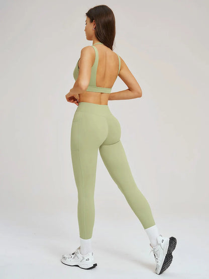 High-End Feel Yoga Set, Tight-Fitting Backless Sporty High Stretch Fashion Yoga Clothes - image 6