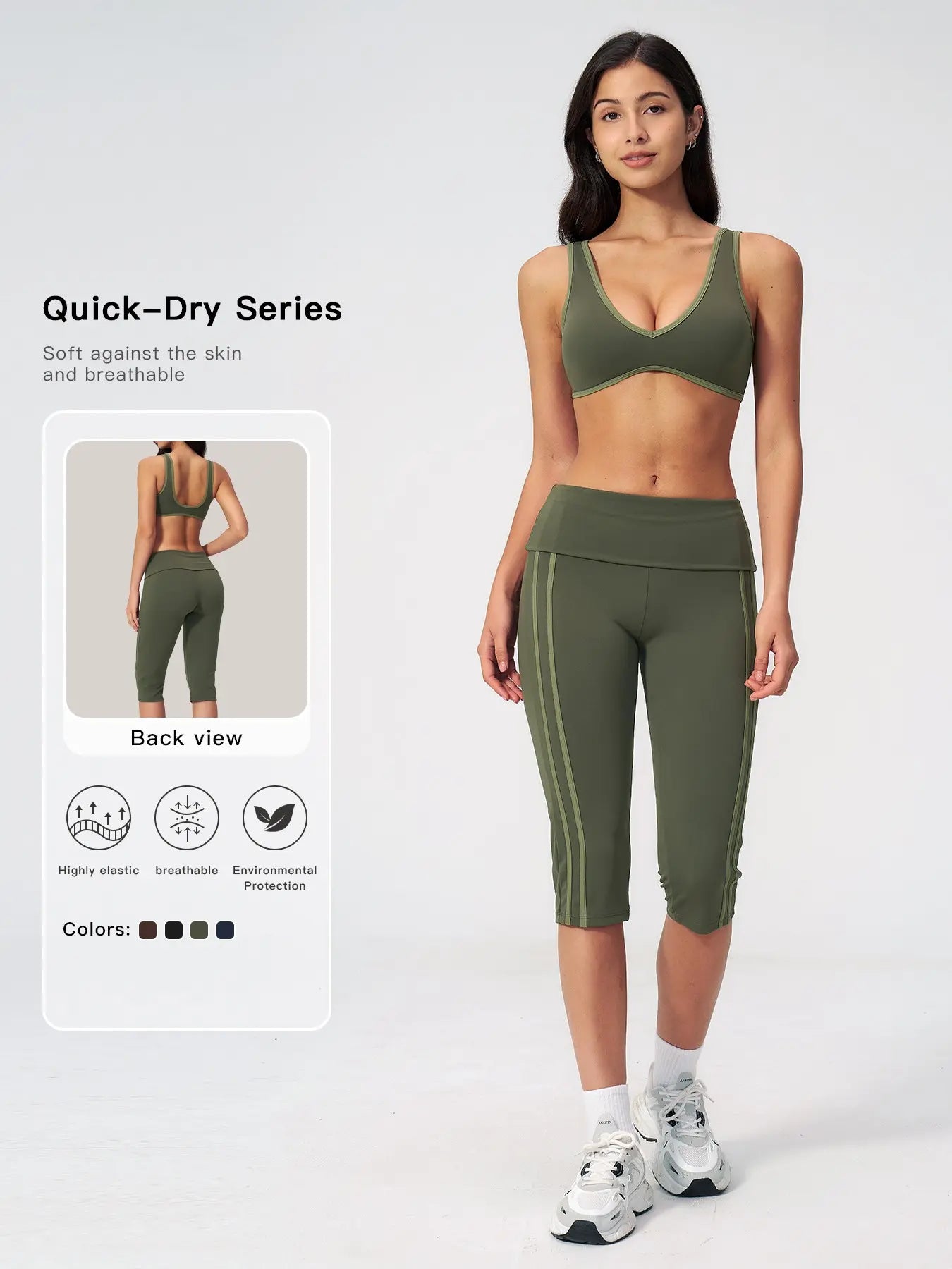 High Elastic Tight Yoga Set for Women, Flip Waist Fitness Bare Feel Sports Running Yoga