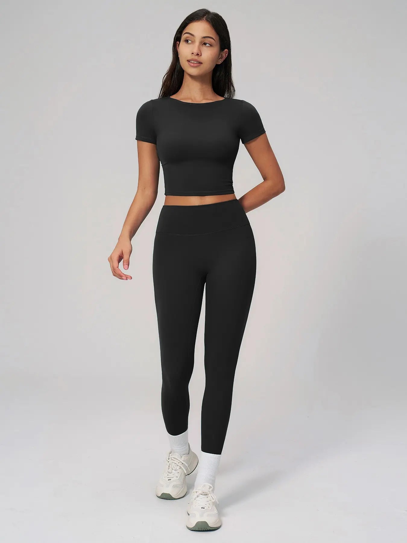 Creamy Soft Quick-Dry T-Shirt Set, High-Waisted Fitness - image 9