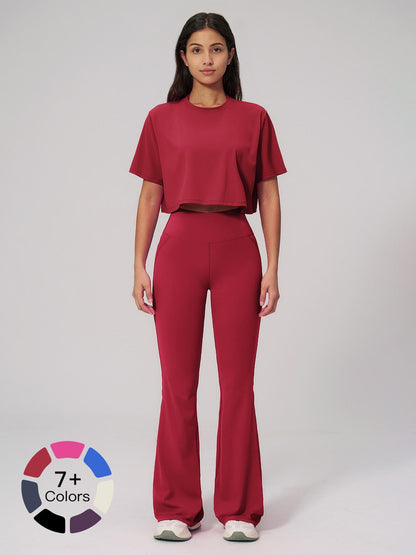 Women's Quick-Dry Yoga Set, Short Sleeve Tight-Fit Top & Long Pants - image 19