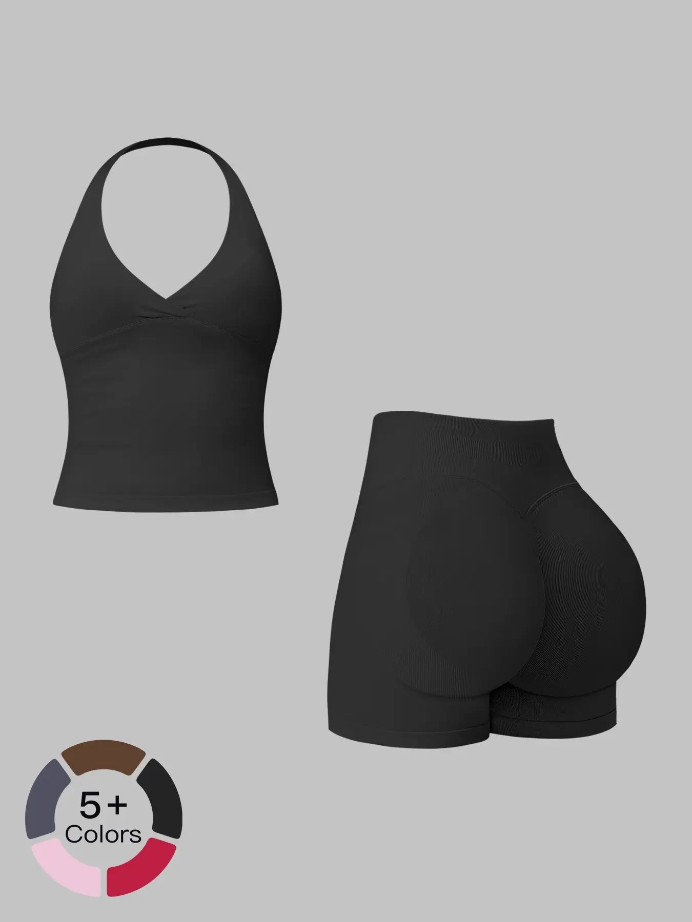Women's Yoga Set, Halter V-Neck Slimming Lifted Butt Tummy Control - image 5