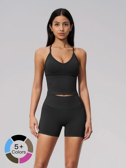 Seamless Knitted Sports Set, Cross Back Waist Trainer High-Waist Fitness Running Yoga for Women - image 19