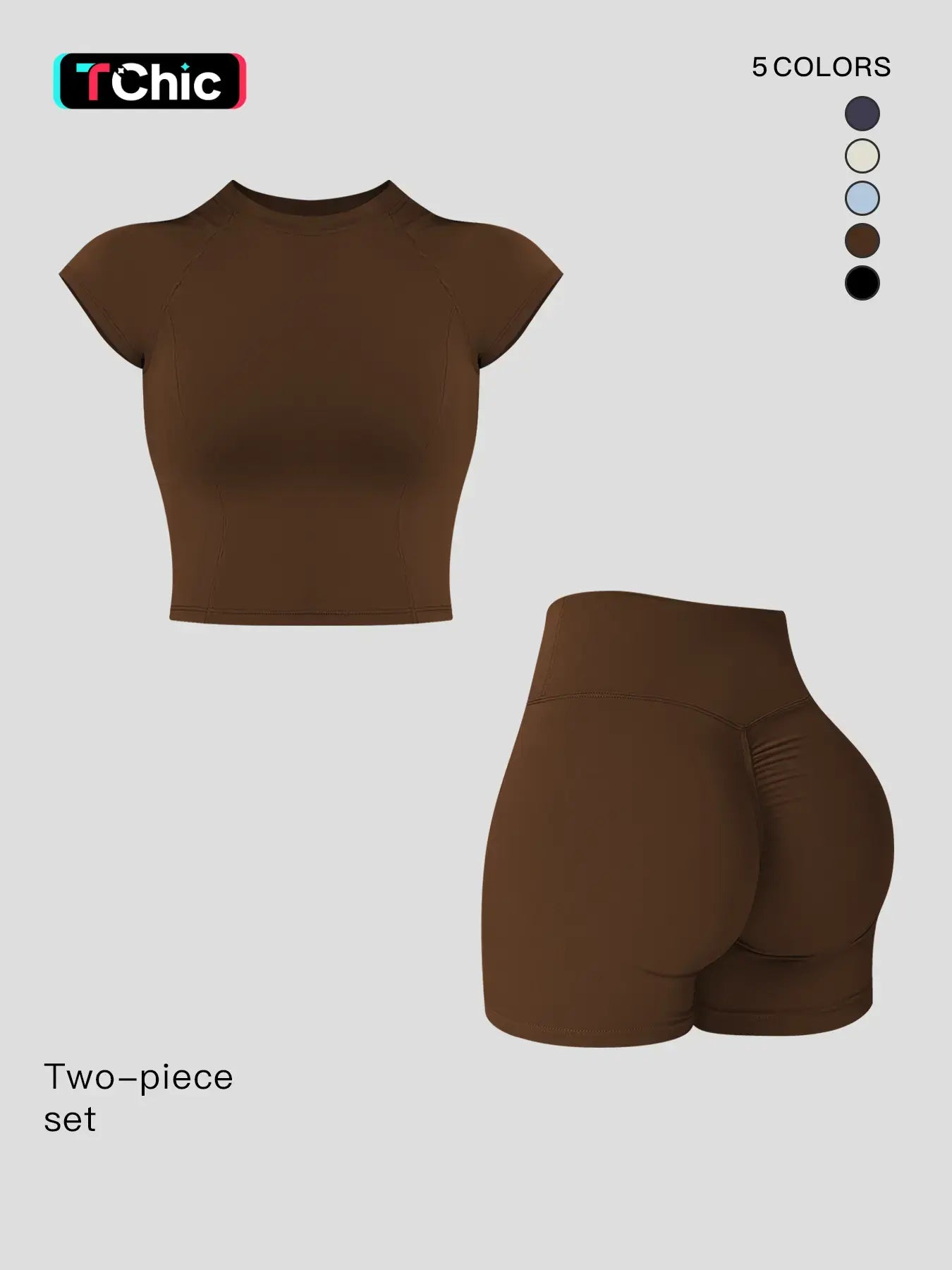 Two-Piece Set Women's Solid Raglan Sleeve Crop Top & High Waist Shorts Tracksuit Set, Sporty Plain…