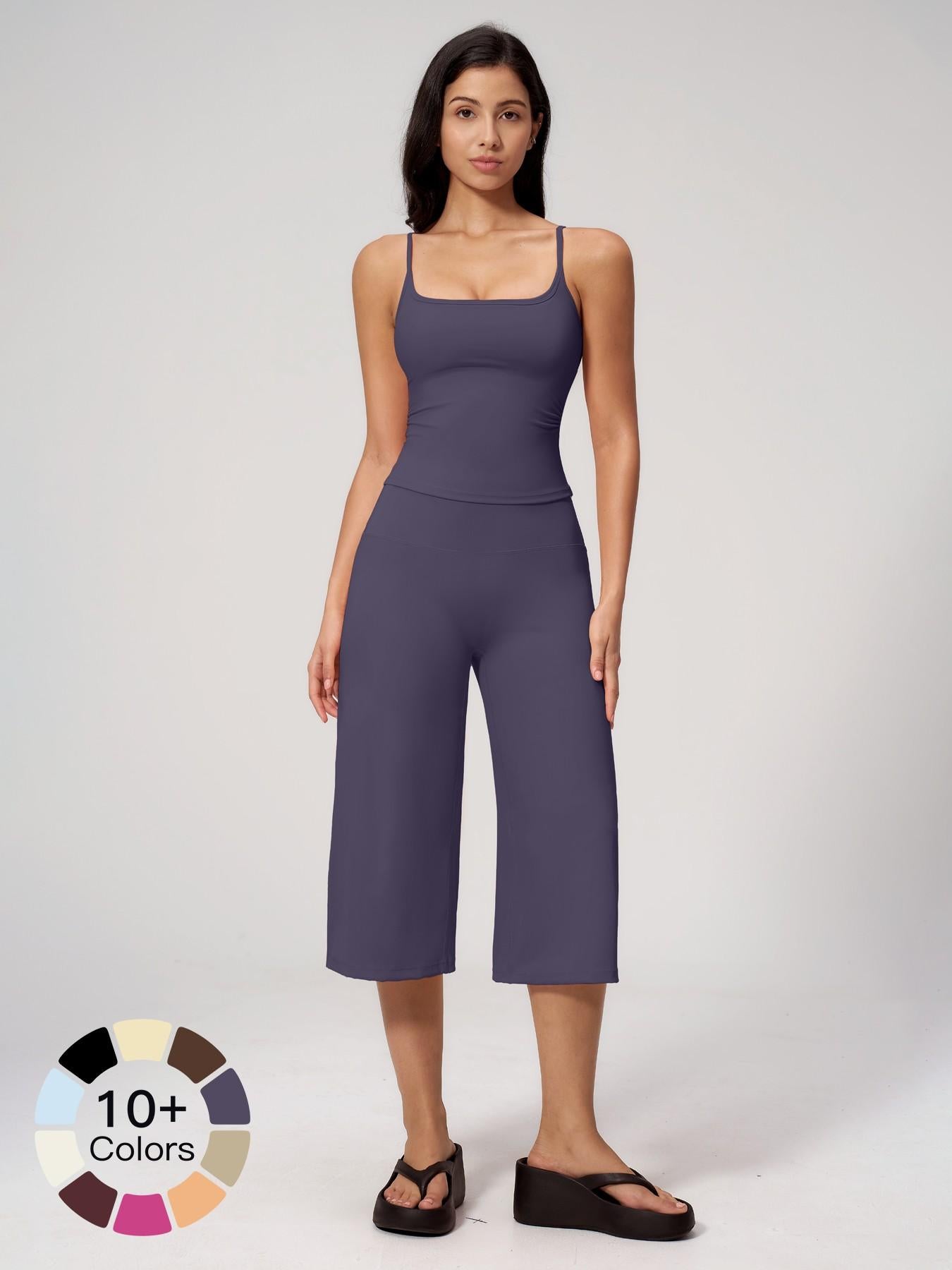 Yoga Tank Top High Waist Quick-Dry Casual Mid-Length Pants Running Outdoor Athletic Sportswear Yoga… - image 26