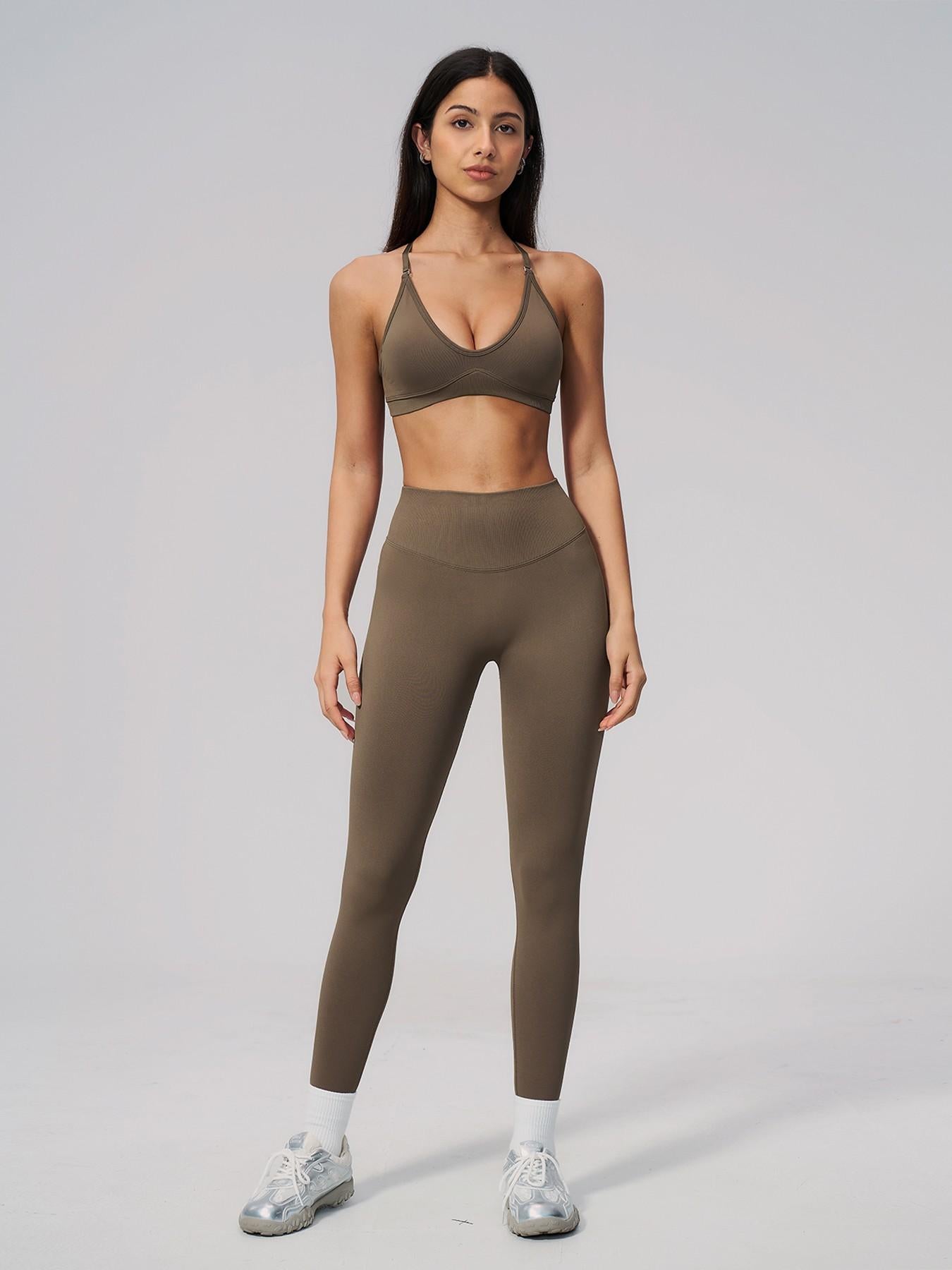 Seamless Knitted Sport Set, Cross Back Waist Trainer High-Waist Fitness Running Yoga for Women - image 16