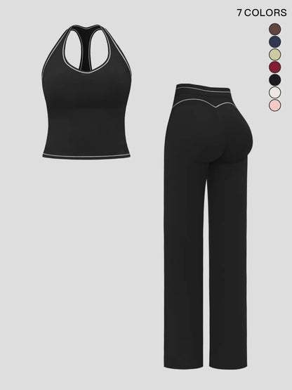 Women's Yoga Set with Dual Shoulder Straps, High-End Feel Sportswear