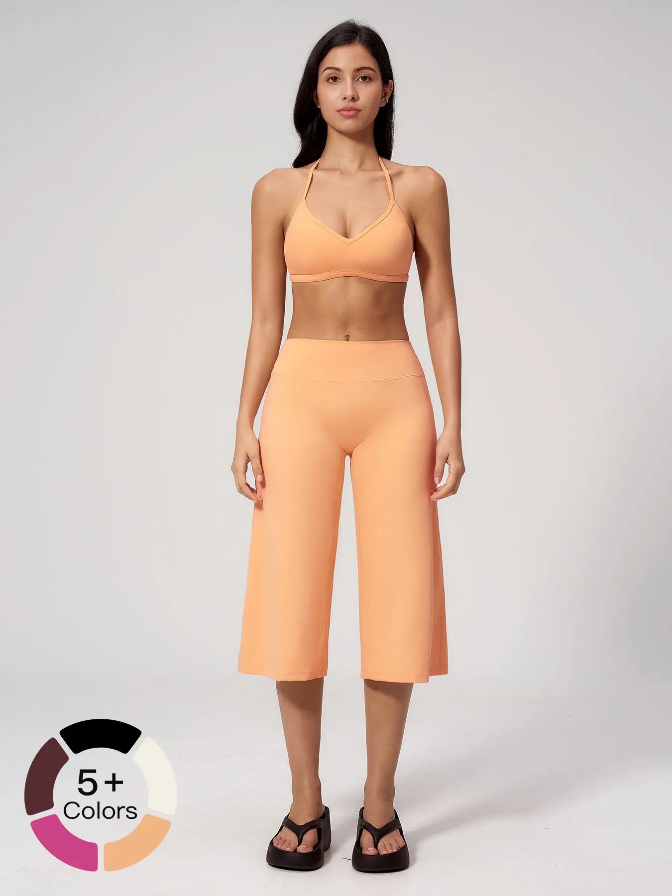 Women's Yoga Set, High-End Shock Absorption Sport Bra & Quick-Dry High-Waist Capri Pants - image 5