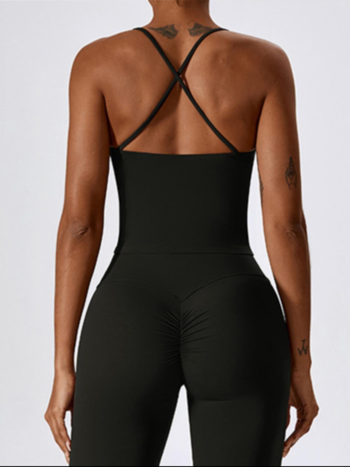 Women's Solid Criss Cross Backless Sports Vest, Casual Comfy Breathable Quick Drying Cami Top for… - image 16