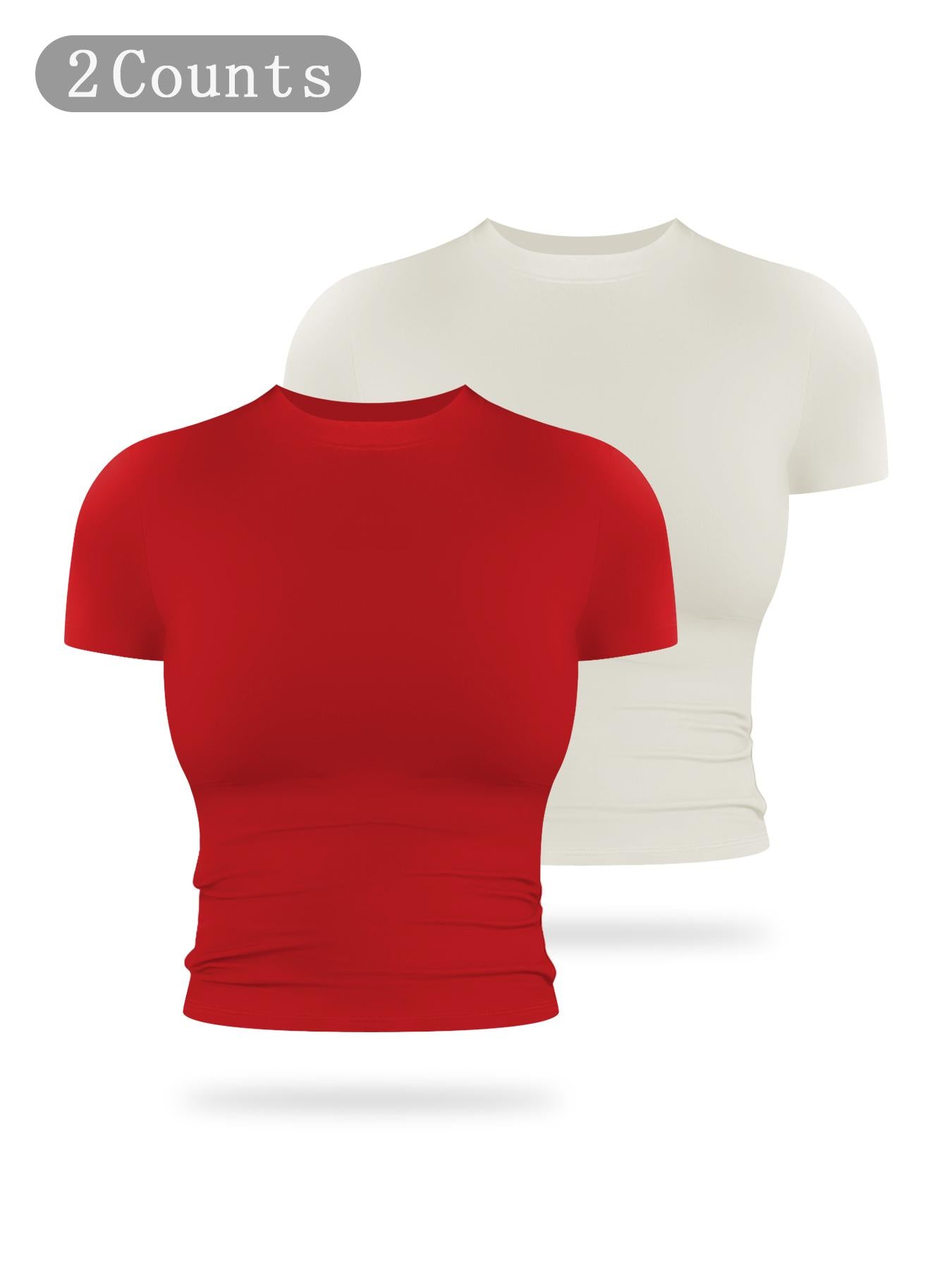 Women's Solid Color Sports Tee, Fitness Sport Top - image 26