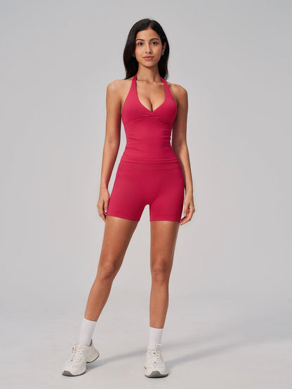 Women's Yoga Set, Halter V-Neck Slimming Lifted Butt Tummy Control - image 13