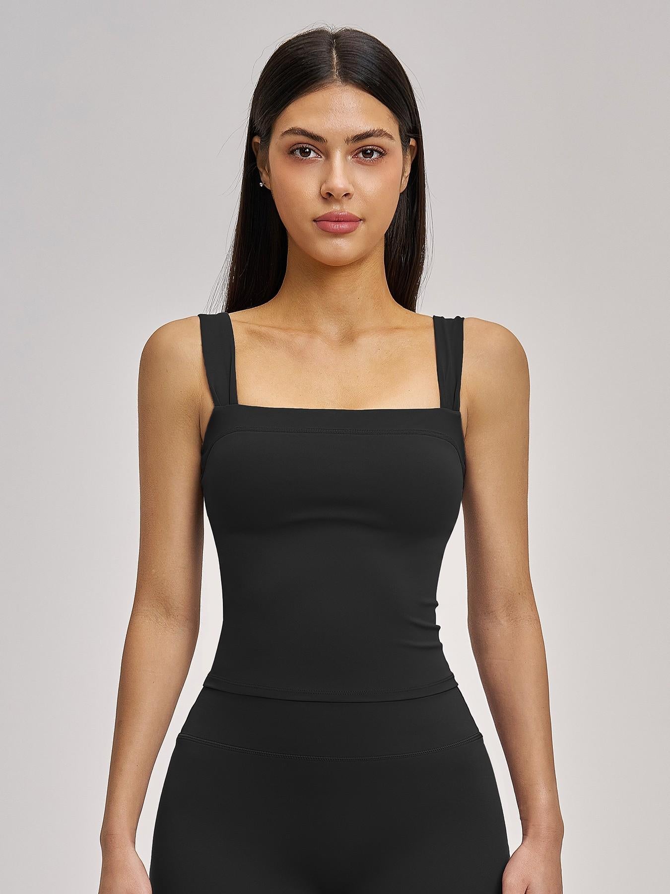 High Elasticity Square Neck Yoga Tank Top with Chest Padding, Outdoor Fitness Sports Bra for Women - image 13