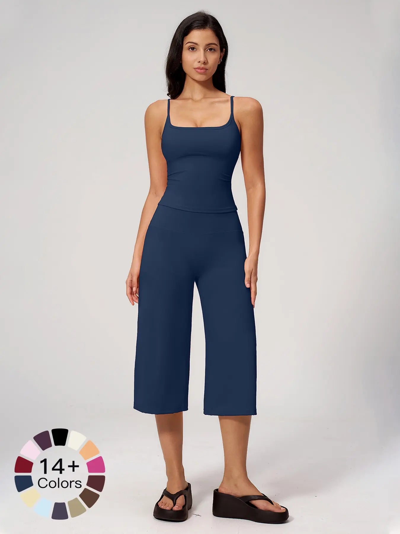 Yoga Tank Top High Waist Quick-Dry Casual Mid-Length Pants Running Outdoor Athletic Sportswear Yoga…