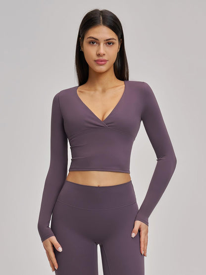 Women's Long Sleeve Yoga Top, European & American Style Spring Summer Pilates Workout Shirt - image 11