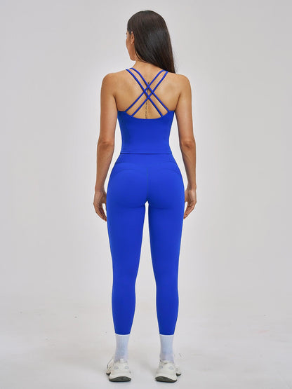 Spring Summer Fleece Sports Set, Cross Back High-End Fitness - image 14