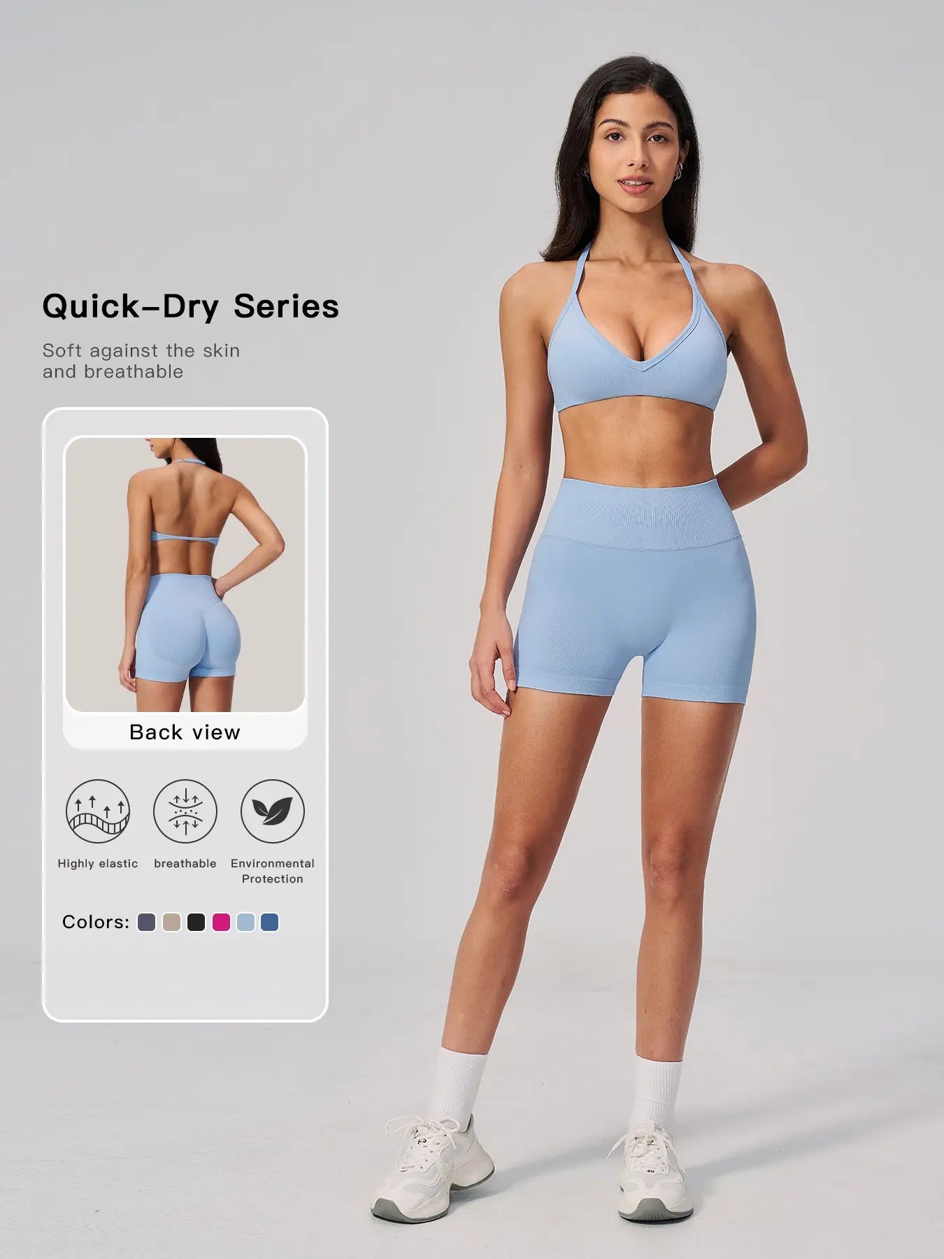 Seamless Yoga Set for Women, Halter Neck Backless Design - image 5