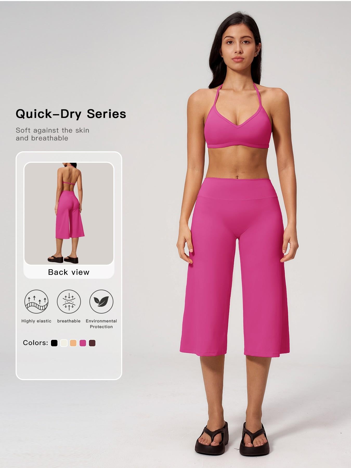 Women's Yoga Set, High-End Shock Absorption Sport Bra & Quick-Dry High-Waist Capri Pants - image 11