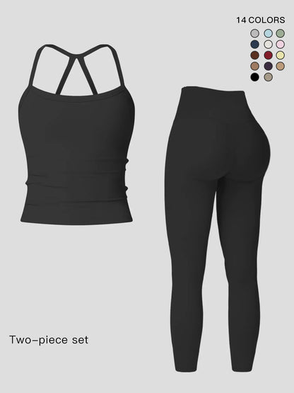 Women's Quick-Dry Yoga Vest Set, Activewear Workout Set