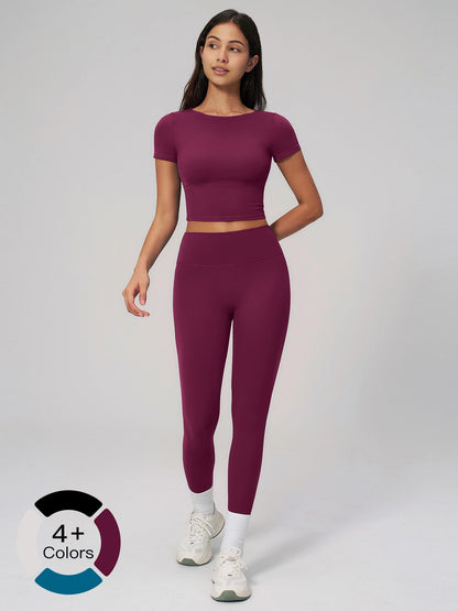 Creamy Soft Quick-Dry T-Shirt Set, High-Waisted Fitness - image 19