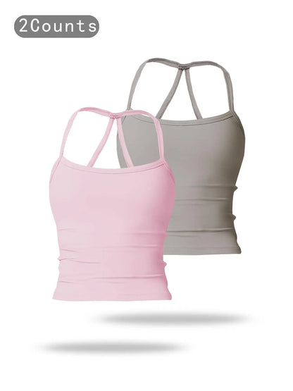 Women's Solid Backless Sports Cami Top, Quick Drying Breathable Sports Cami Top