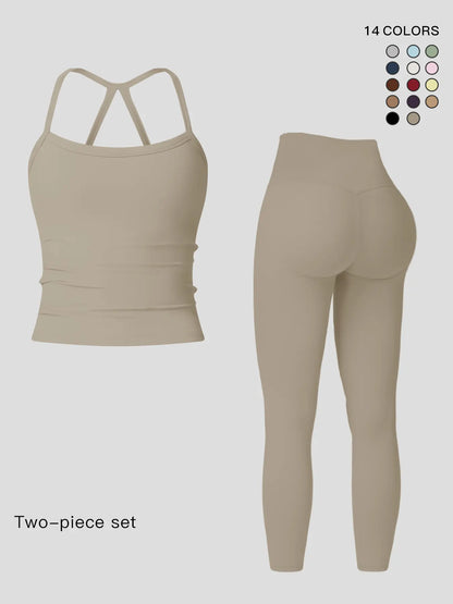 Women's Quick-Dry Yoga Vest Set, Activewear Workout Set