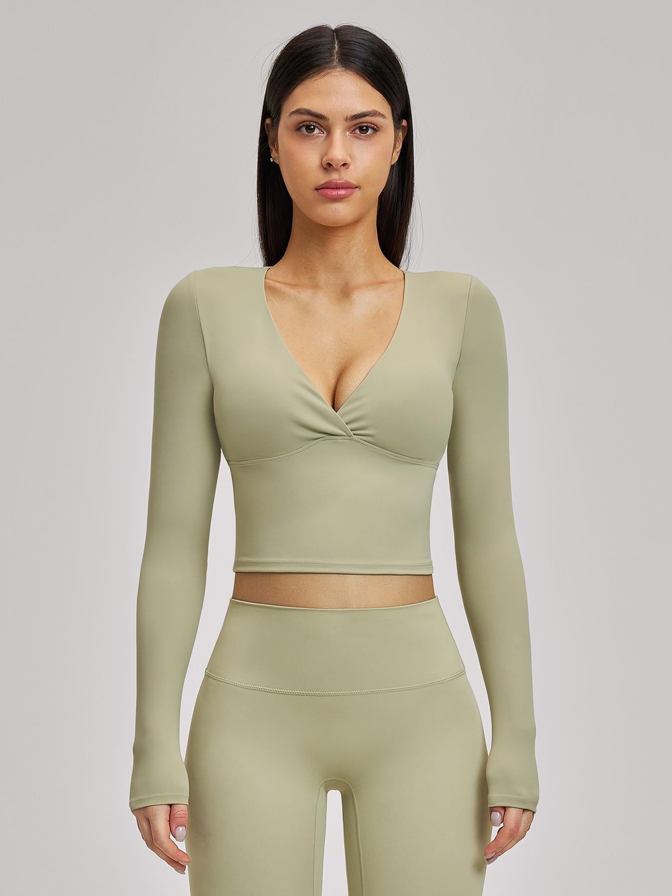 Women's Long Sleeve Yoga Top, European & American Style Spring Summer Pilates Workout Shirt - image 11