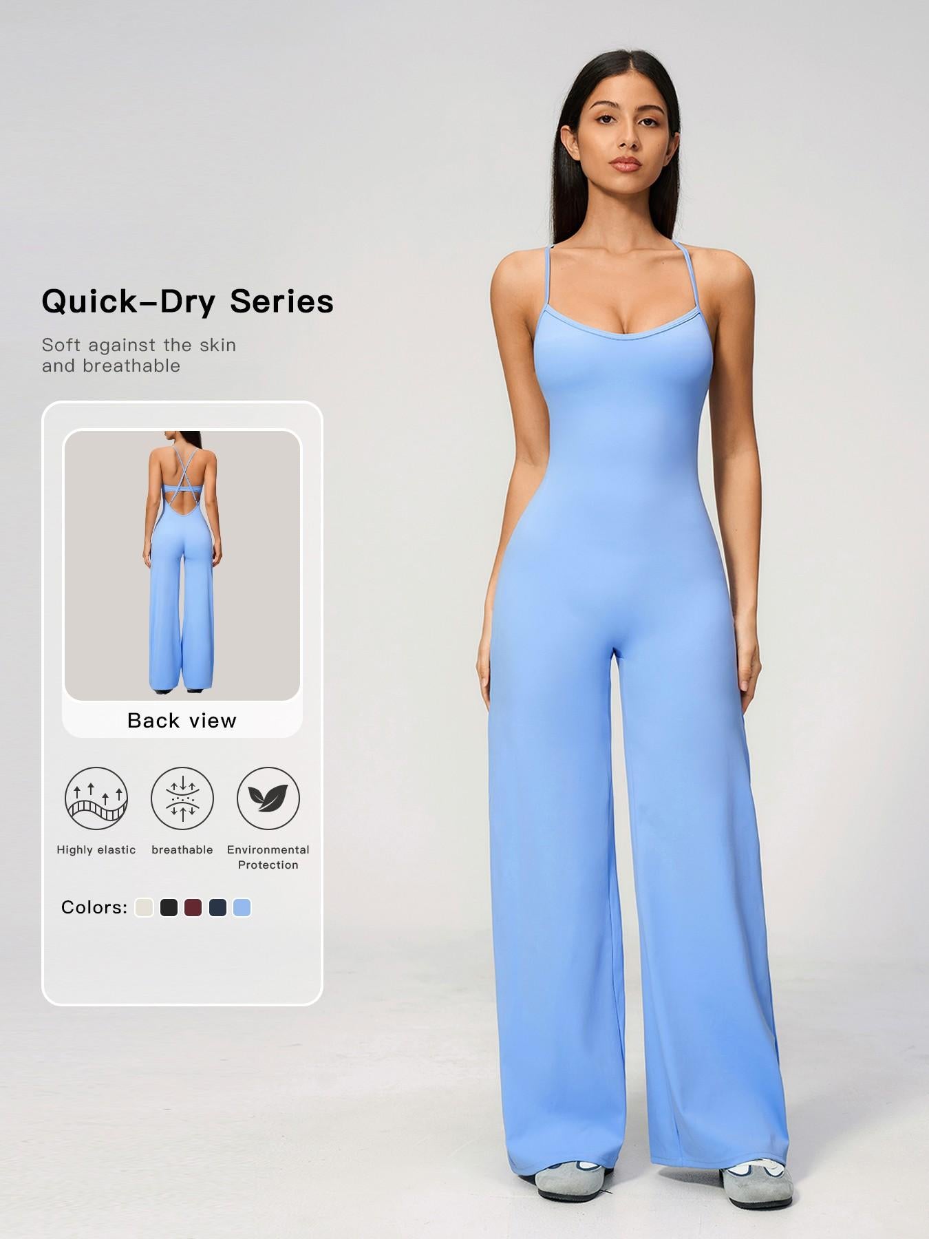 Cross Back Yoga Jumpsuit for Women, Sporty Style - image 11