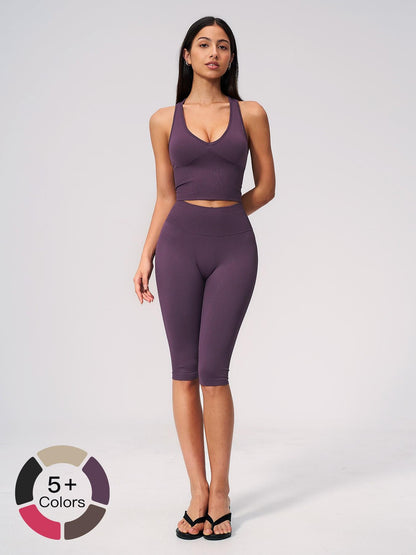 Women's Yoga Set, High-End V Neck Fitness Wear - image 20