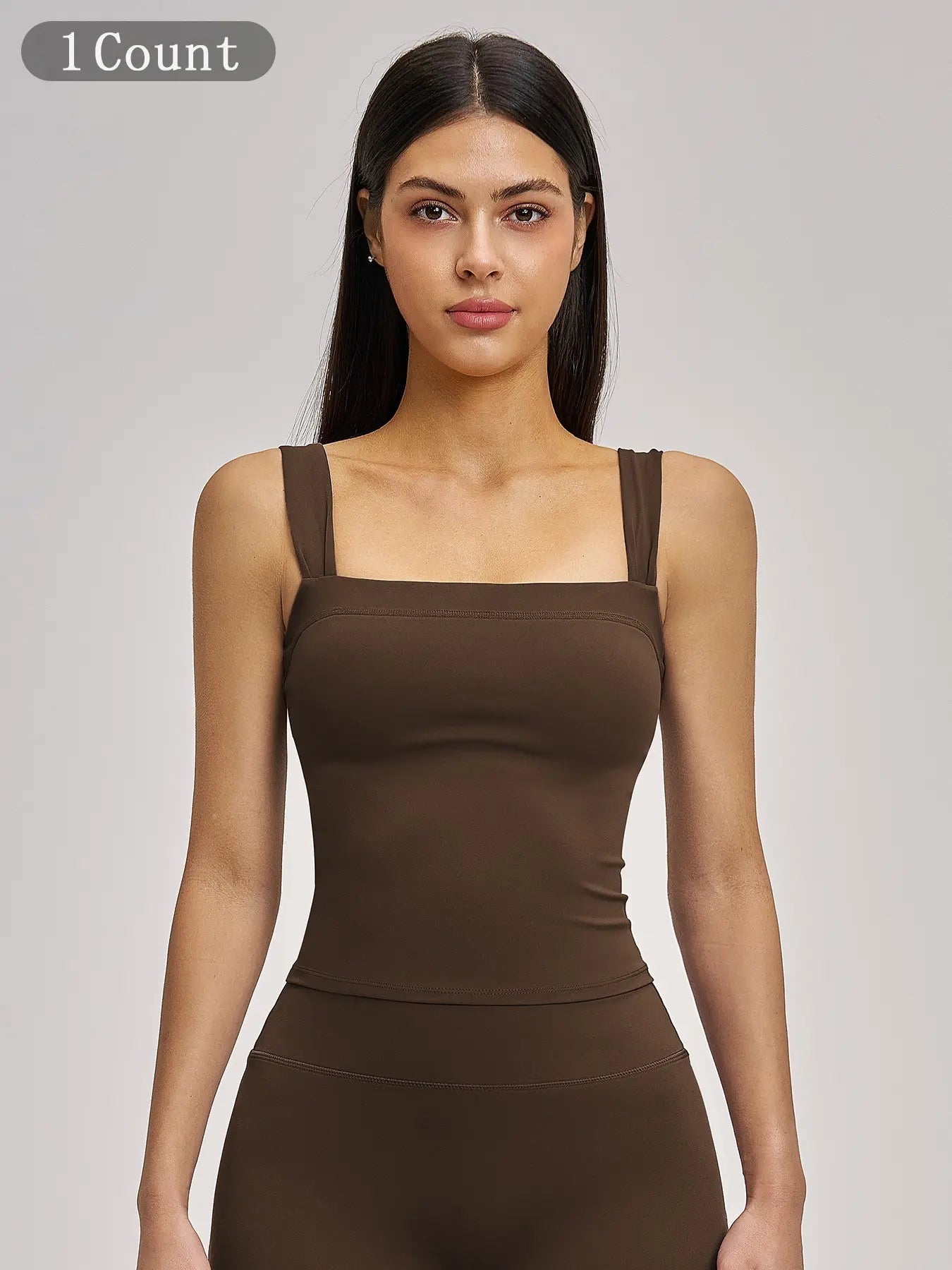 High Elasticity Square Neck Yoga Tank Top with Chest Padding, Outdoor Fitness Sports Bra for Women