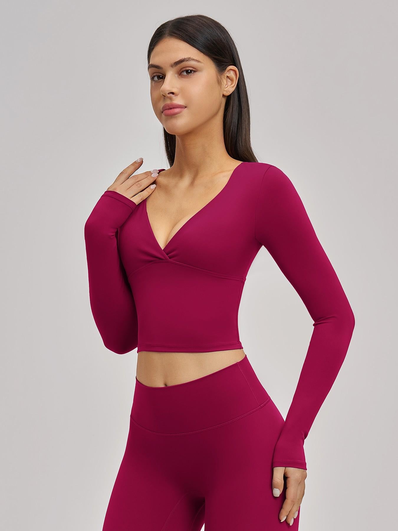 Women's Long Sleeve Yoga Top, European & American Style Spring Summer Pilates Workout Shirt - image 12