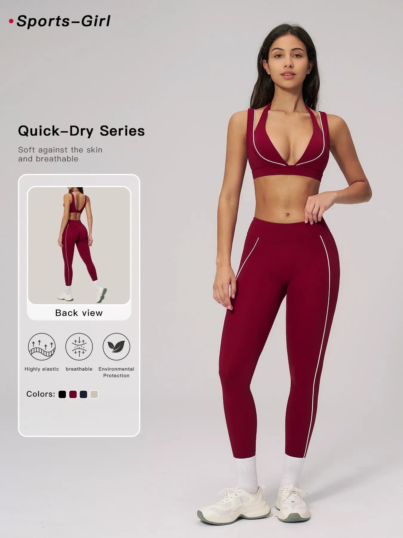Women's Bare-Look Yoga Set, Bodycon Workout Set