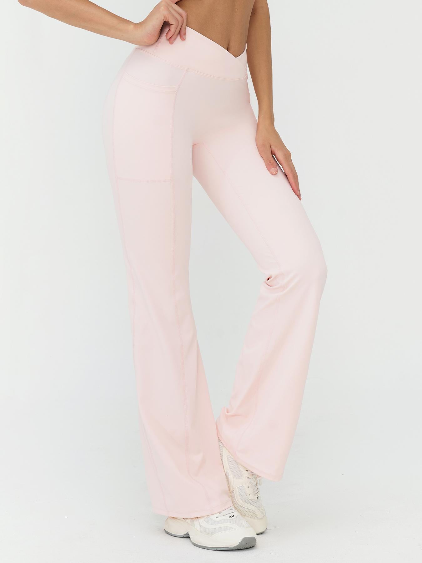 High Waist Naked Feeling Flare Pants Women, Cross Waist Wide Leg Micro Flared Outdoor Casual Sports Pants - image 15