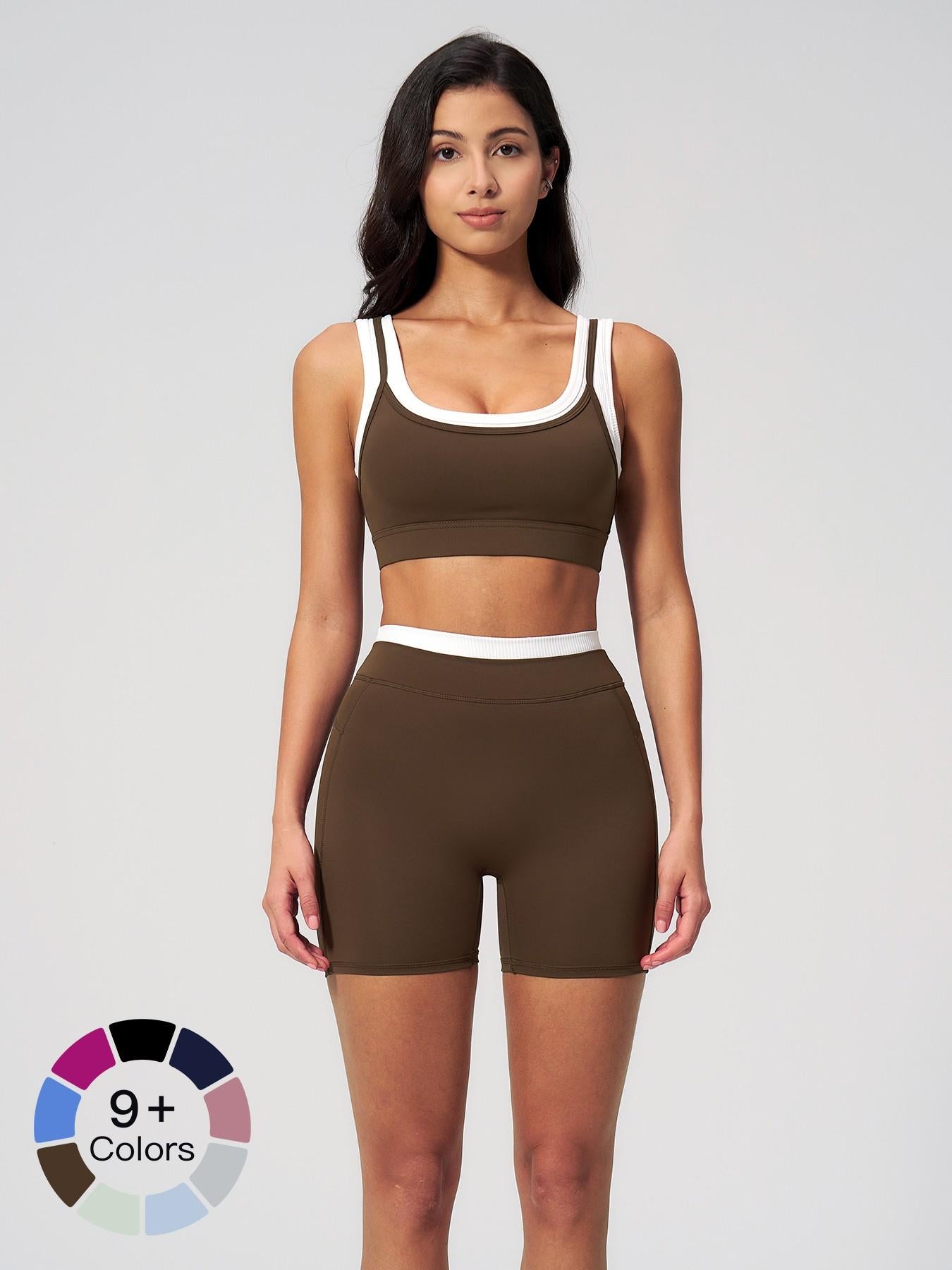 Women's Two-Piece Colorblock Yoga Set, Activewear Set - image 23