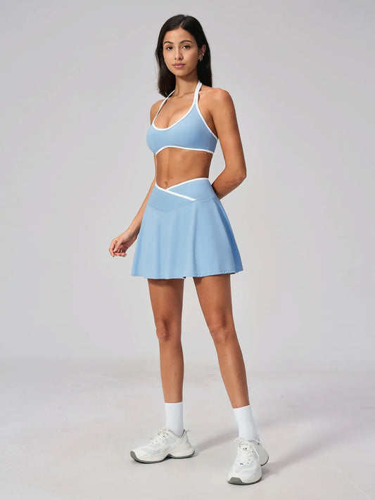 Summer New Outdoor Breathable Sports Tennis Skirt Workout Skirts, Colorblock Anti-Exposure High Waist… - image 7