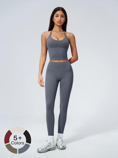 V-Neck Halter Sports Set, High Waist Butt Lifting - image 21