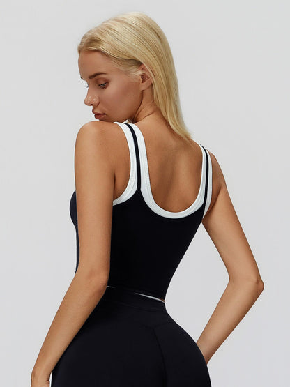 Cross-Border Two-Piece Separated Vest Colorblock Nude Feel Fashion Casual Top Running Sporty Bra,… - image 15