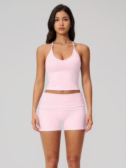 Cross-Border Fuzzy Yoga Set, Halter Backless High-End Fitness Running Sports Yoga Wear - image 15