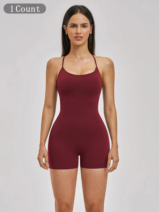 European and American Style Two-Piece Colorblock Halter Sports Jumpsuit, One-Piece Yoga - image 3
