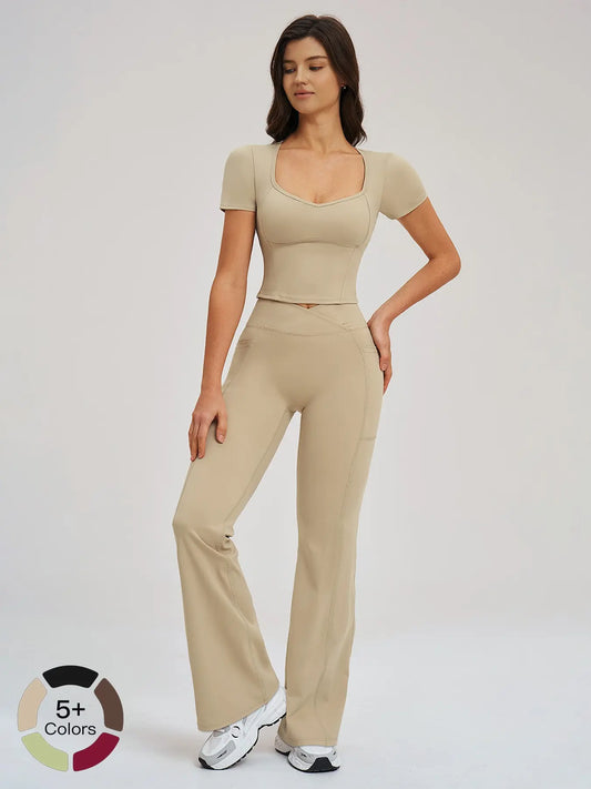 Women's Yoga Set, Naked Feeling Tight-Fitting Fashion Casual Outdoor Running Sports Suit - image 4
